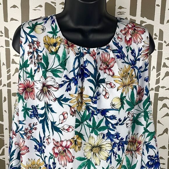 Liz Claiborne Floral Print Bubble Hem Tank Top sz 1X - Picture 4 of 10